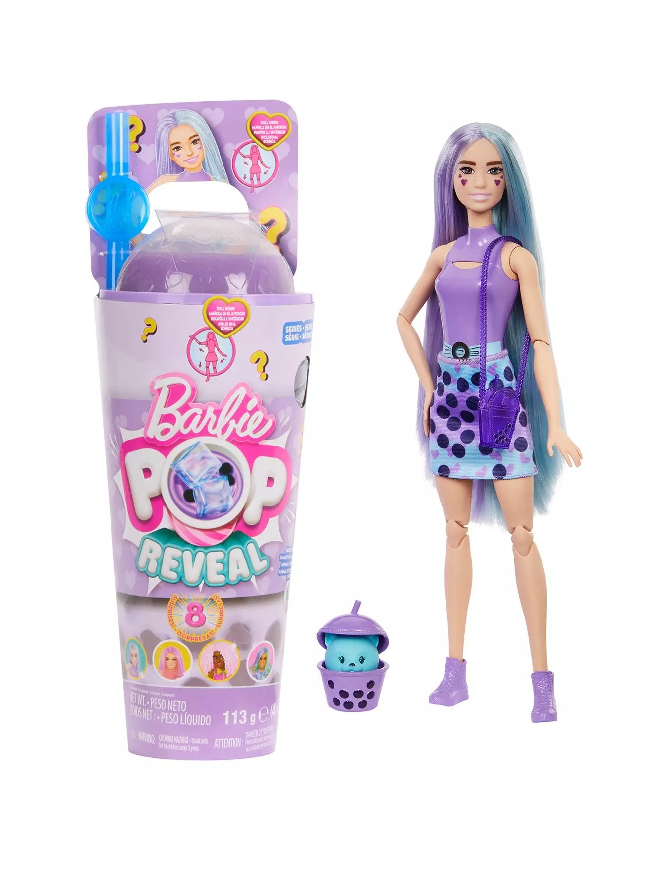 Barbie Pop Reveal Bubble Tea Series Taro Milk Doll