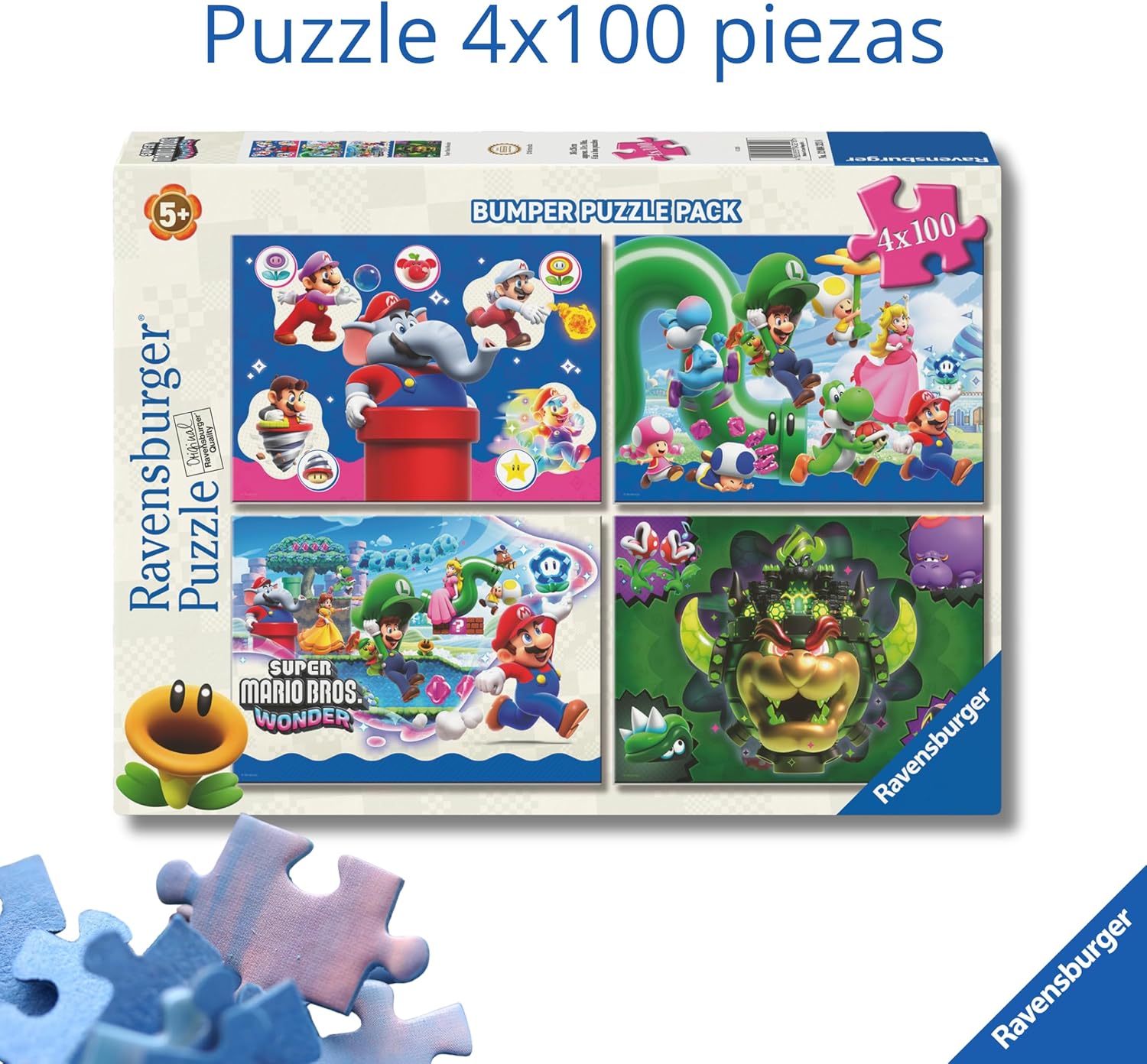 Super Mario Wonder 4x100 Piece Jigsaw Puzzles