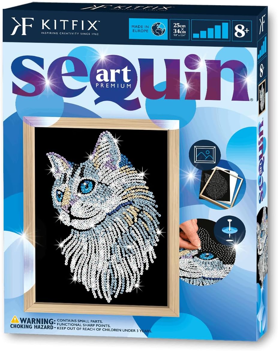 Kitfix Sequin Art White Cat