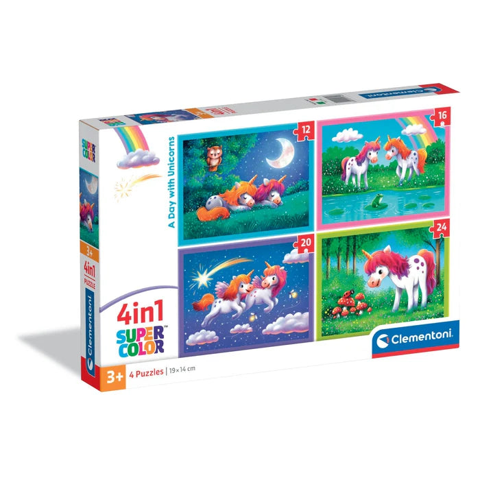 Clementoni A Day With Unicorns 4 in 1 Puzzle