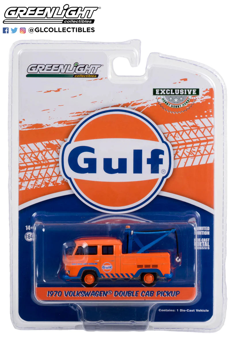 1970 VW Double Cab Pickup with Drop Tow Hook - Gulf Oil 1:64 Scale Model