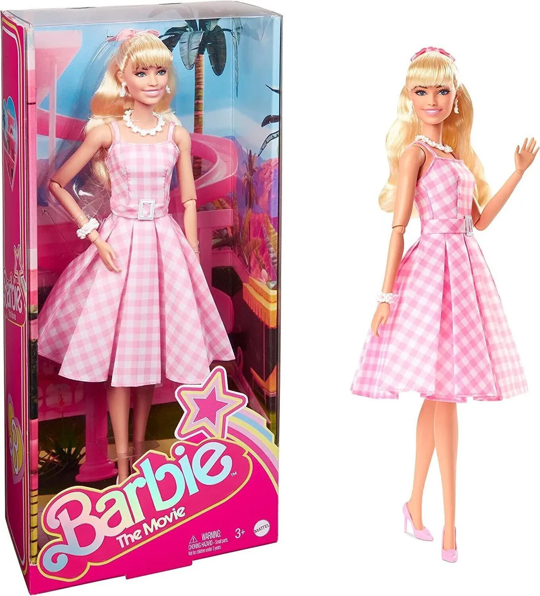 Barbie Movie Doll Pink & White Dress