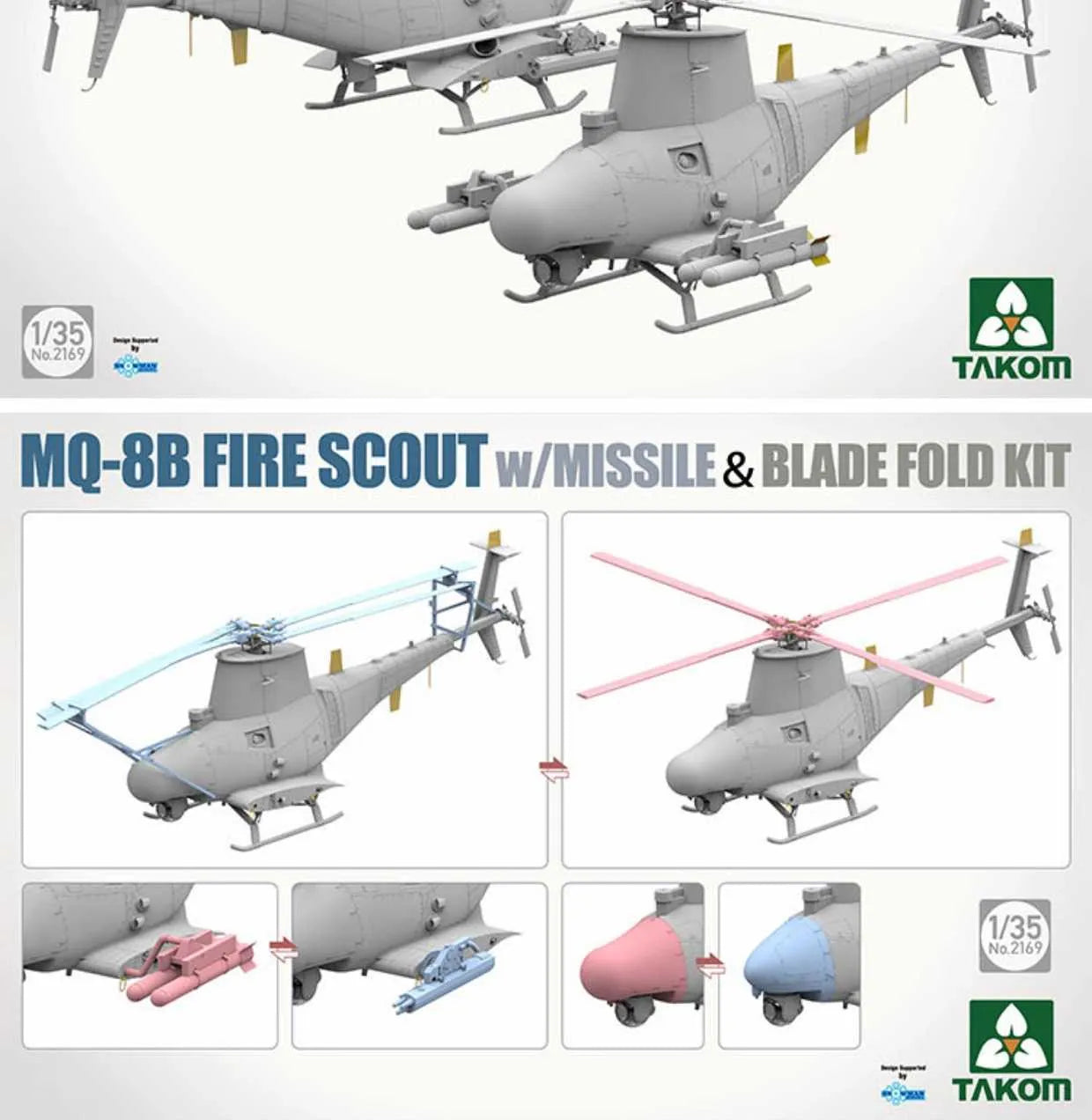 US MQ-8B Fire Scout with Missile & Blade fold Kit 1:35 Scale