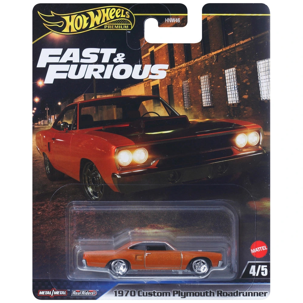 Hot Wheels Premium Fast & Furious Diecast Cars 70 Plymouth Roadrunner 1:64 Scale