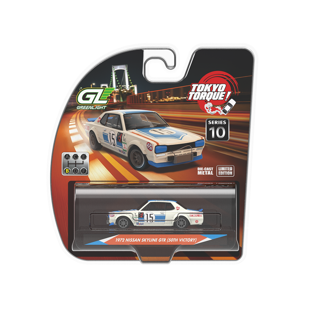 Greenlight Tokyo Torque 1972 Nissan Skyline 2000GT-R (KPGC10) (50th Victory) 1:64 Scale