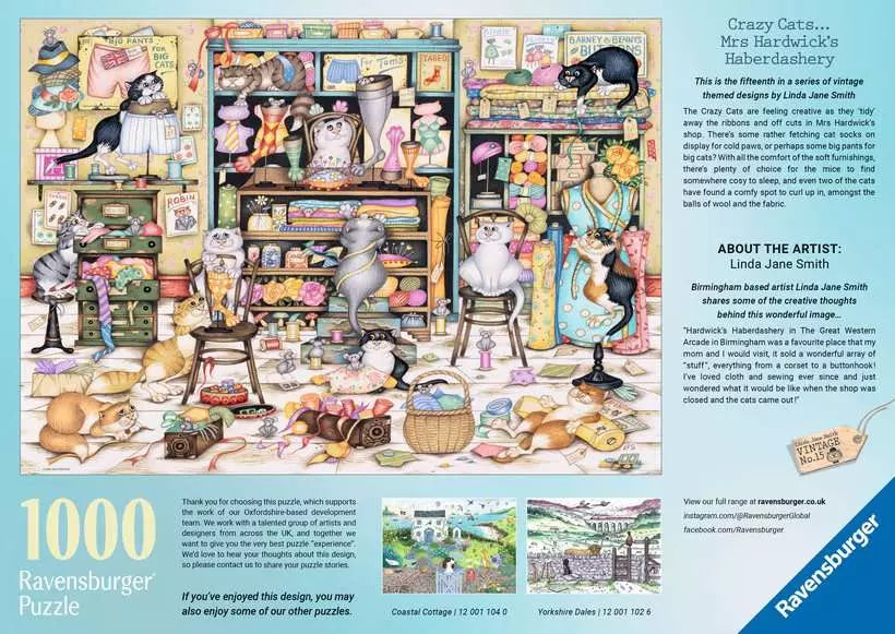 Crazy Cats:Haberdashery 1000 Piece Jigsaw Puzzle