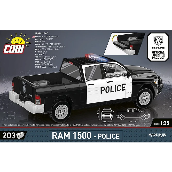 Cobi 24608 Dodge Ram Police Pick-Up 203 Piece Set