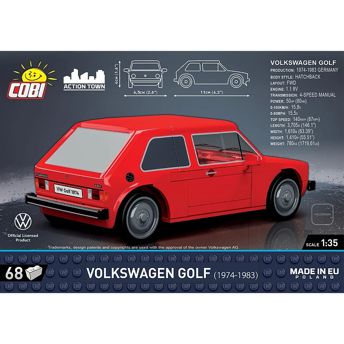 Cobi 24613 VW Golf 1974 68 Piece Set