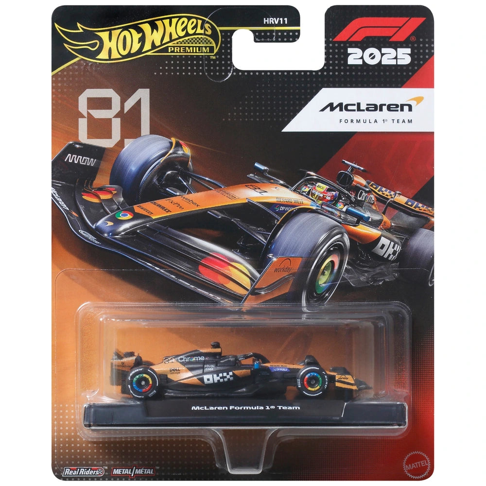 Hot Wheels Premium 2025 Formula 1 Diecast Cars McLaren F1 Team (No. 81) 1:64 Scale