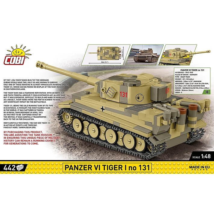 Cobi 2734 Panzer VI Tiger 1 Tank 1:48 Scale Set