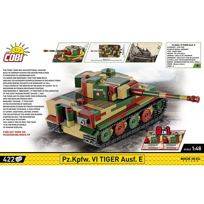 Cobi 2735 Pz.Kpfw VI Tiger Tank 1:48 Scale Set