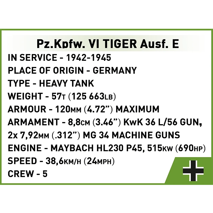 Cobi 2735 Pz.Kpfw VI Tiger Tank 1:48 Scale Set