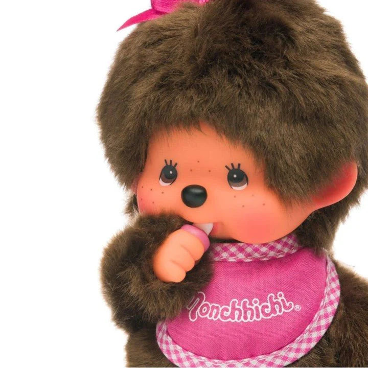 Monchhichi Classic Girl with Pink Bib Plush Doll
