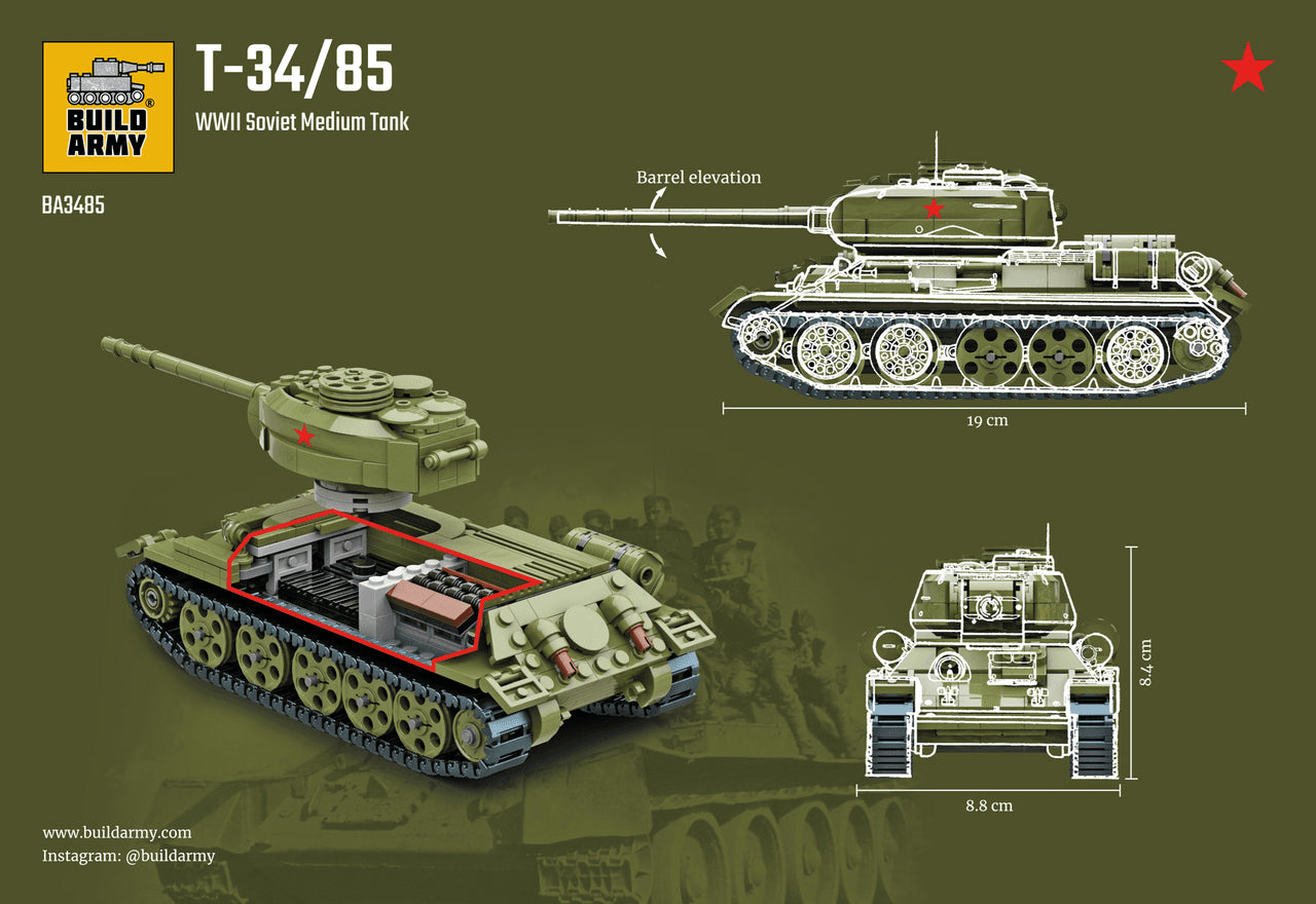 Build Army T-34 Soviet Medium Tank 735 pieces