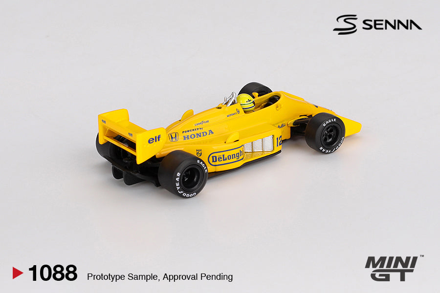Mini GT Lotus 99T #12 Ayrton Senna 1987 Monaco Grand Prix Winner 1:64 Scale