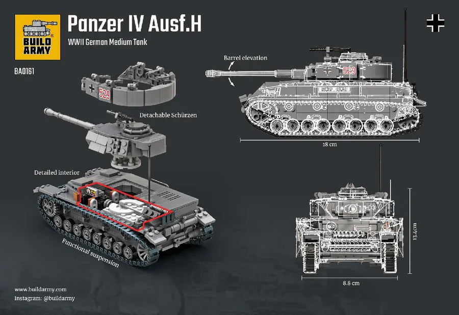 Build Army Panzer IV Ausf Medium Tank 950 pieces