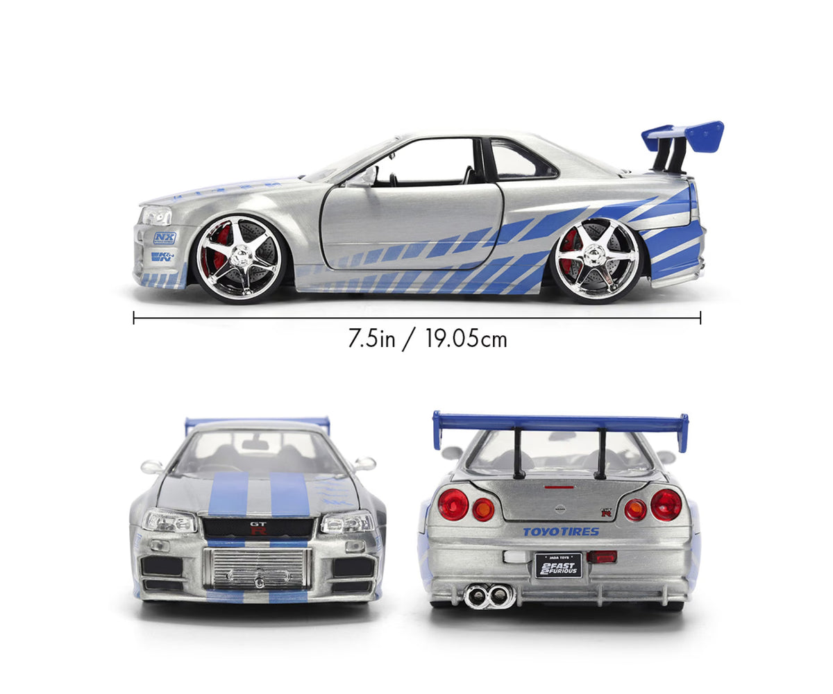 Fast &amp; Furious Brians Nissan Skyline GT-R (R34) 1:24 Scale