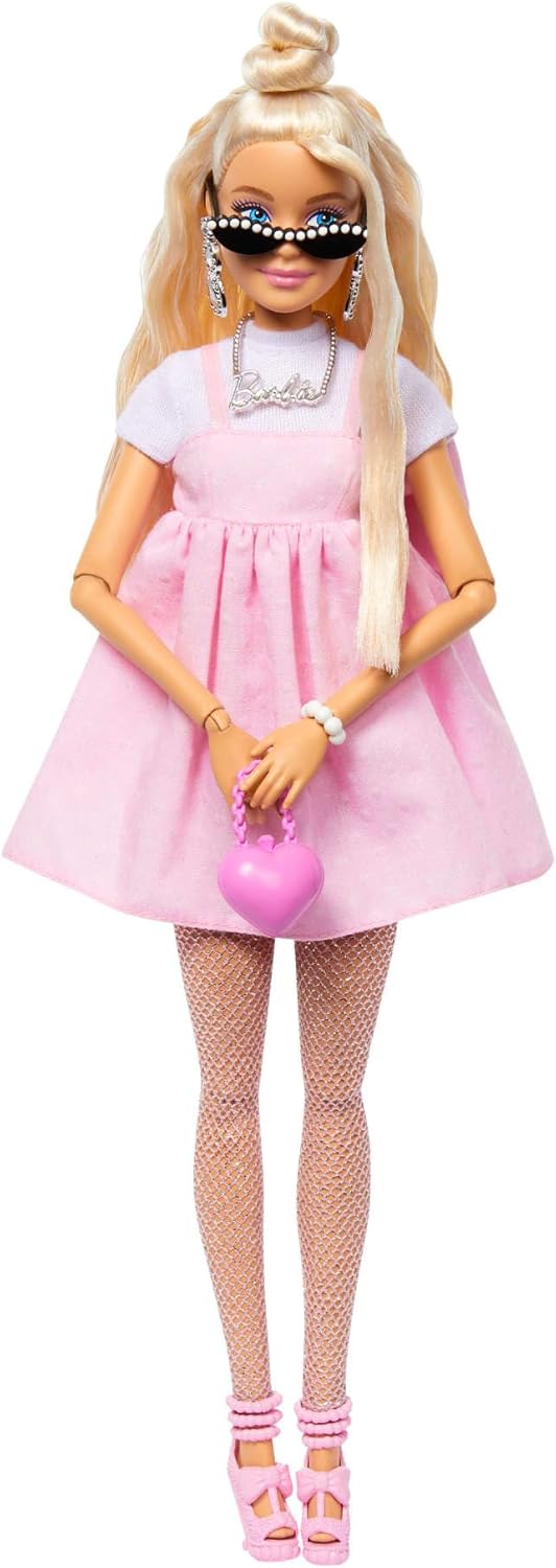 Barbie Deluxe Style Doll #3 in Pastel Pink Barbiecore Dress With Oversized Bow, Blond Hair