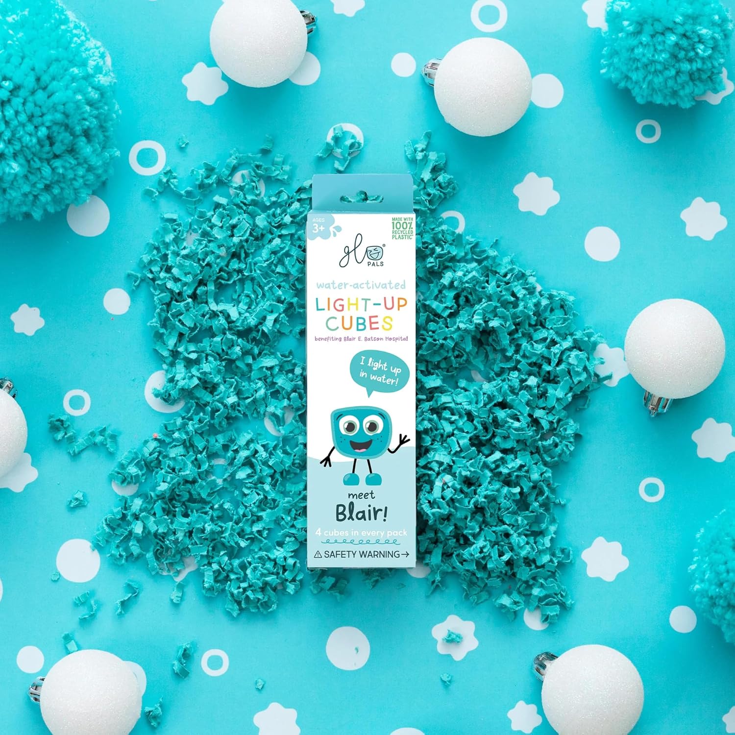 Glo Pals Light up Sensory Cubes - 4 Pack Blue - Bl