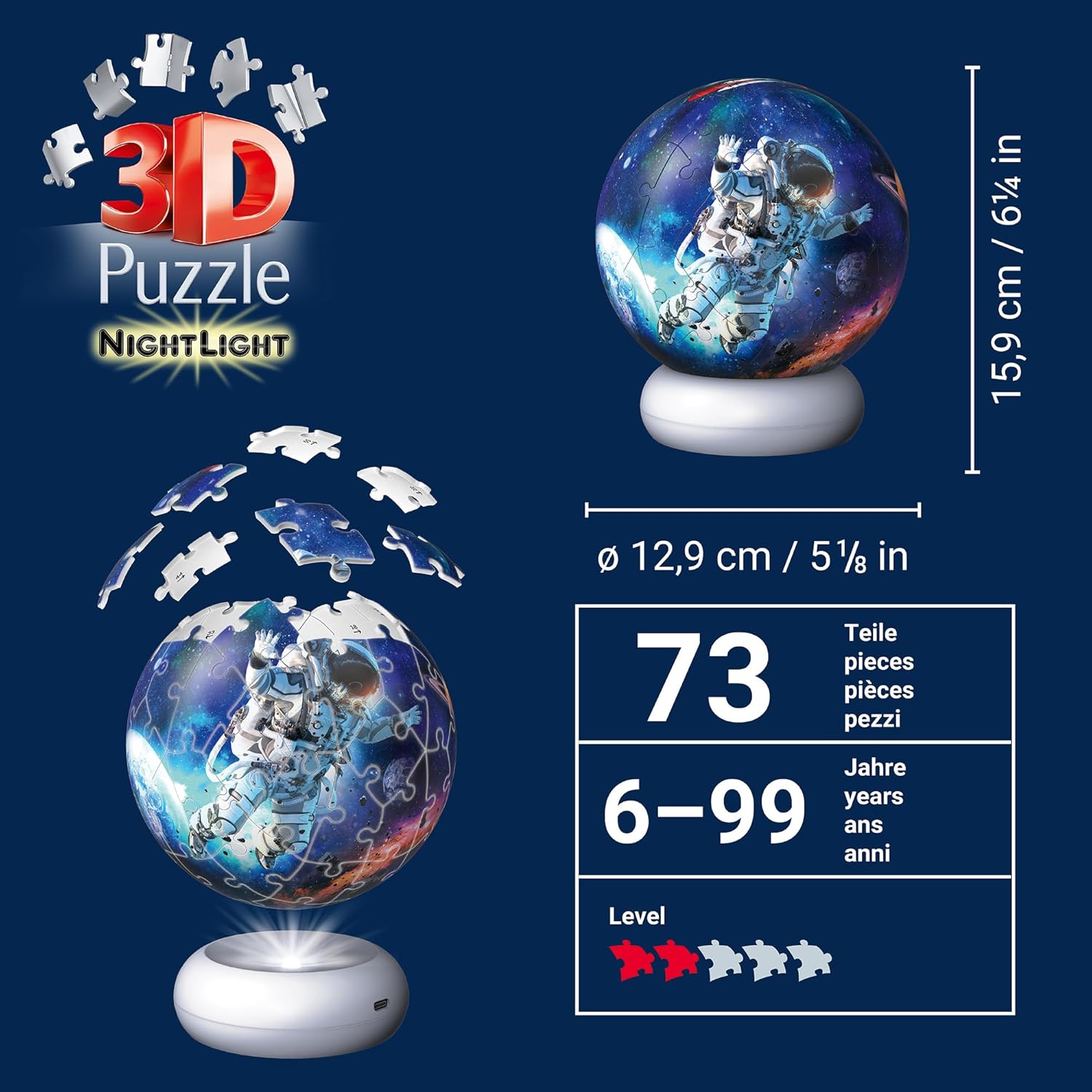 Astronauts 72 Piece 3D Puzzle Night Light