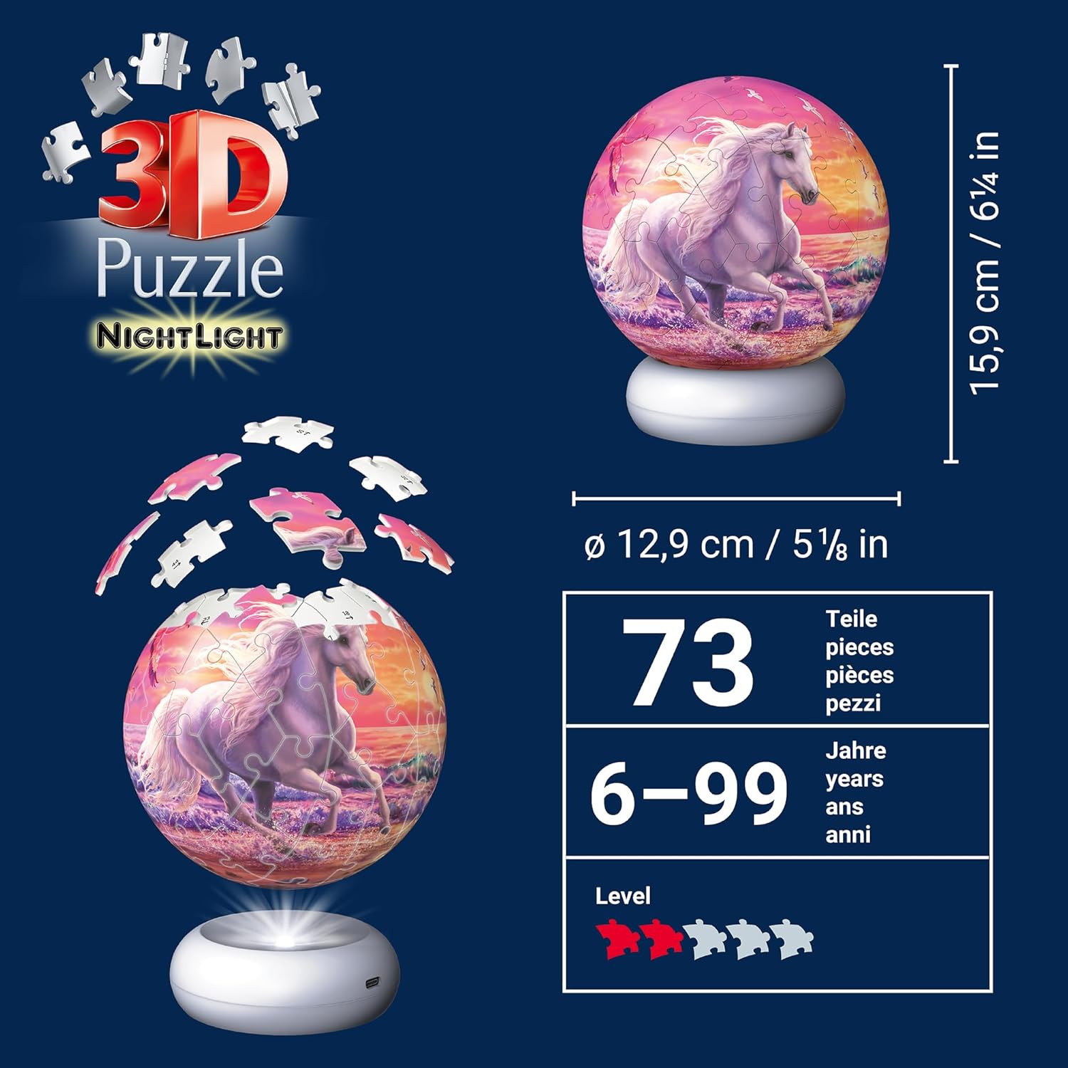 Horses on the Beach 72 Piece 3D Night Light