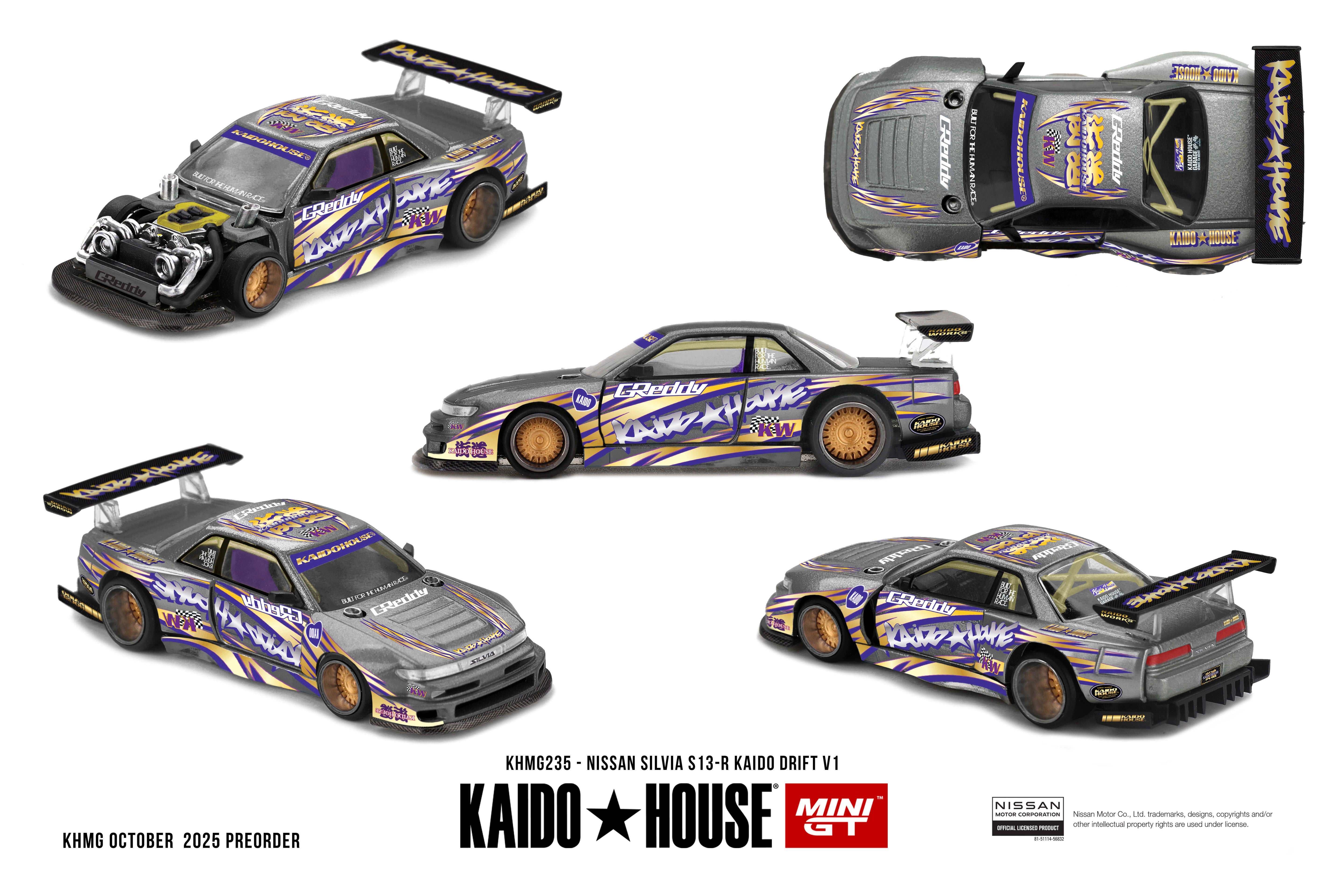 Mini GT Nissan Silvia S13-R Kaido Drift 1:64 Scale