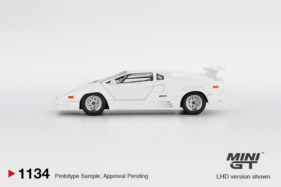 Mini GT Lamborghini Countach 25th Anniversary White (LHD) 1:64 Scale