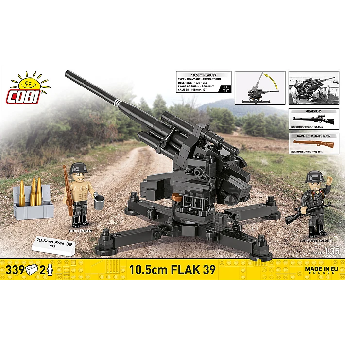 Cobi 3142 10.5cm FLAK39 Gun 1:48 Scale Set