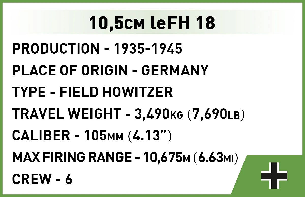 Cobi 2292 10.5cm LeFH18 Field Gun 1:35 Scale Set