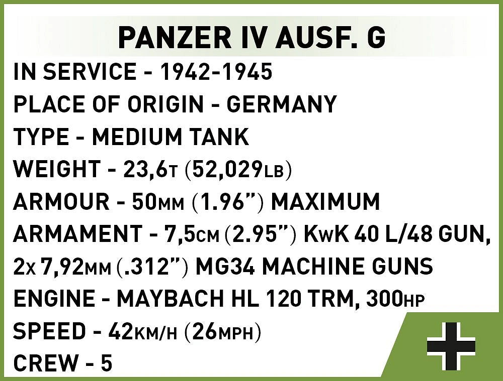 Cobi 2714 Panser IV Ausf.G Tank 1:48 Scale Set