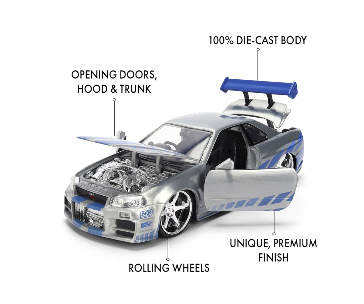 Fast &amp; Furious Brians Nissan Skyline GT-R (R34) 1:24 Scale