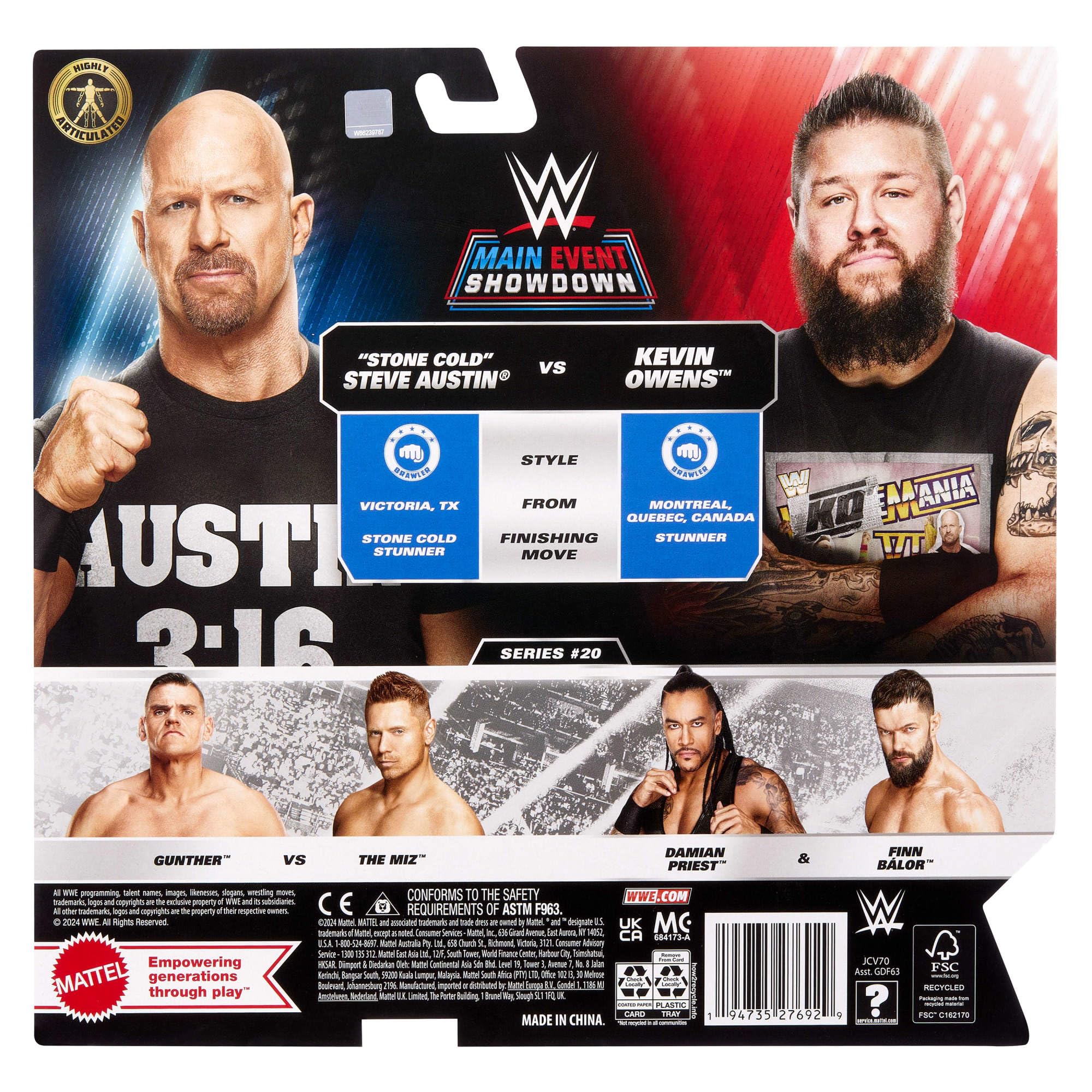 WWE Main Event Twin Pack "Stone Cold" Steve Austin vs Kevin Owens