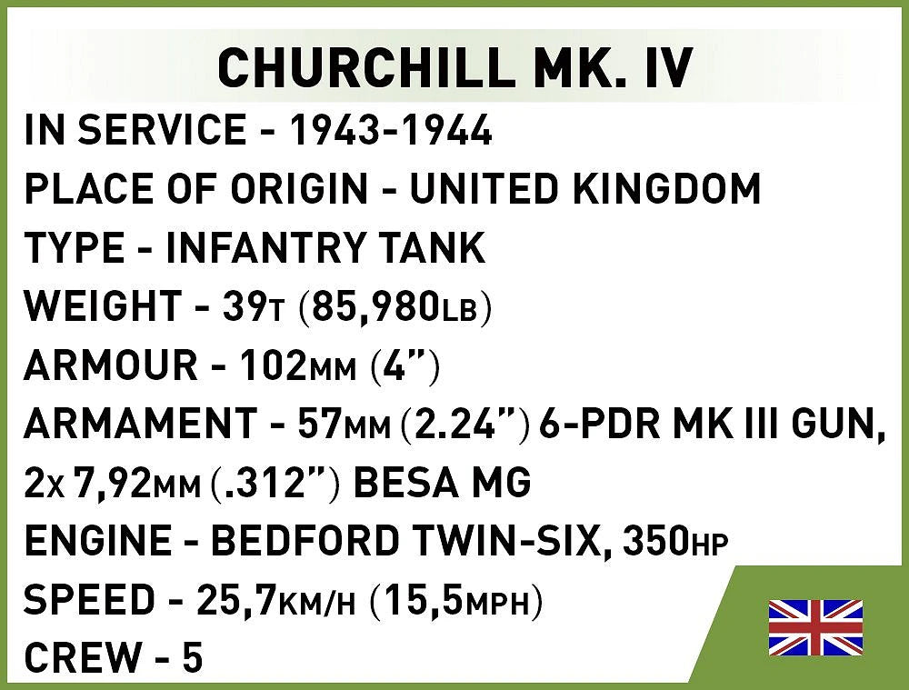 Cobi 2717 Churchill Mk.IV Tank 1:48 Scale Set