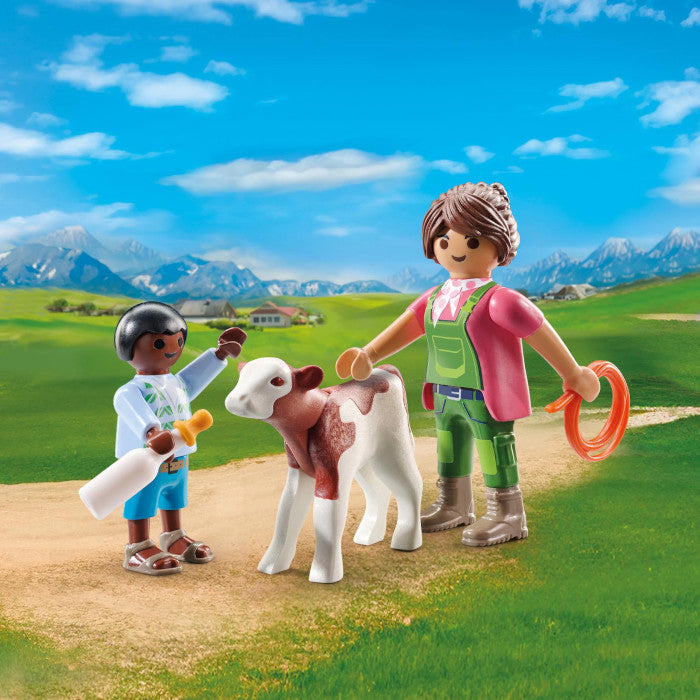 Playmobil Farmer with Calf