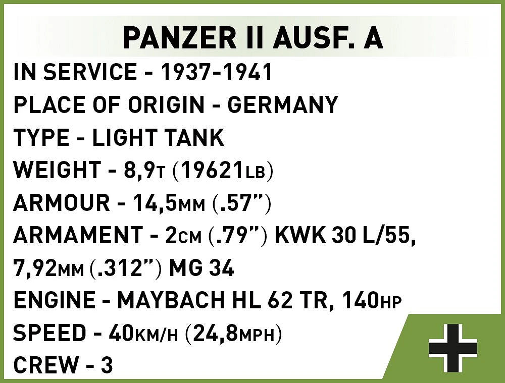 Cobi 2718 Panzer II Ausf.A Tank 1:35 Scale Set