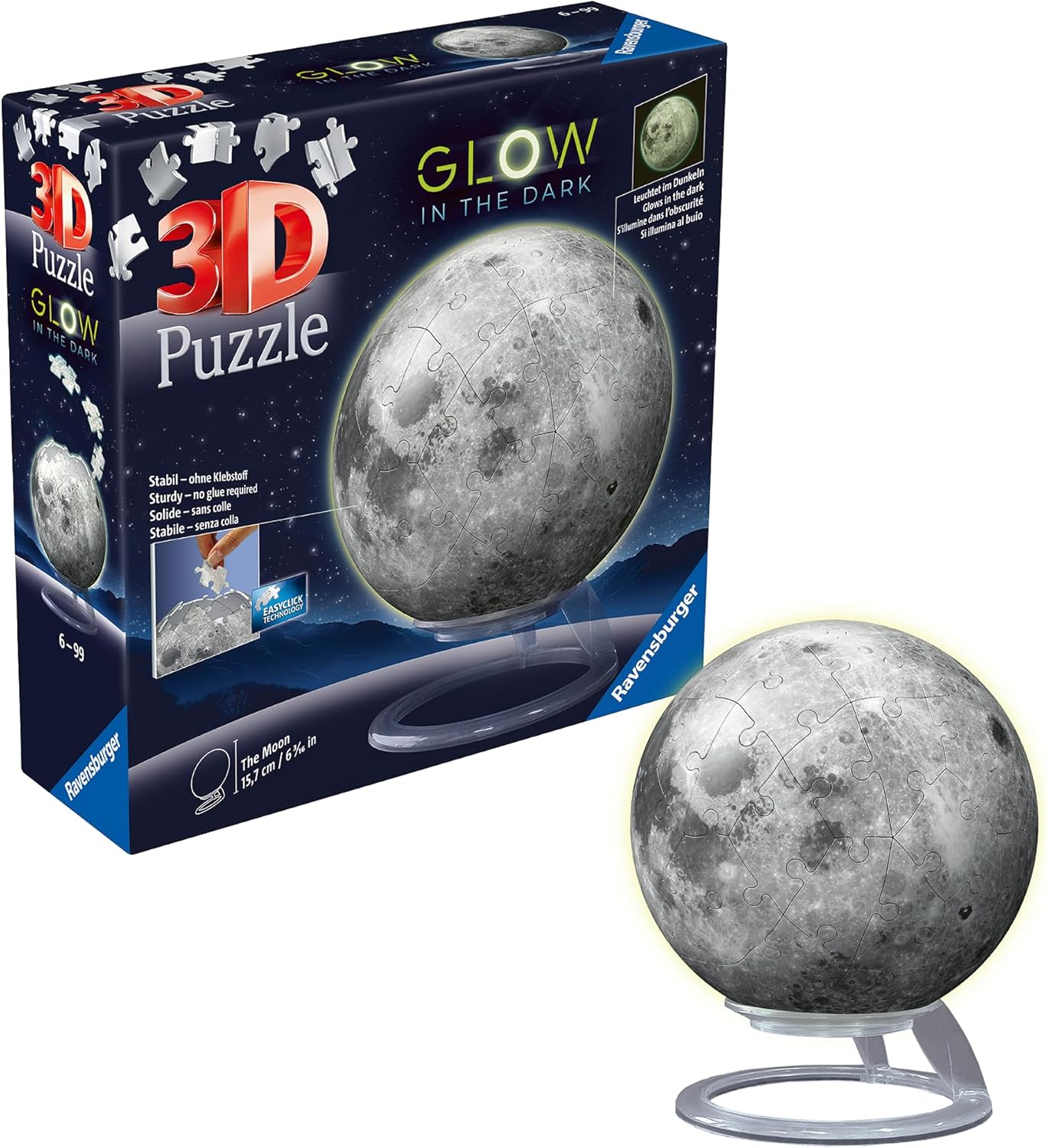 Glow-In-The-Dark Moon 3D 72 Piece Puzzle Ball