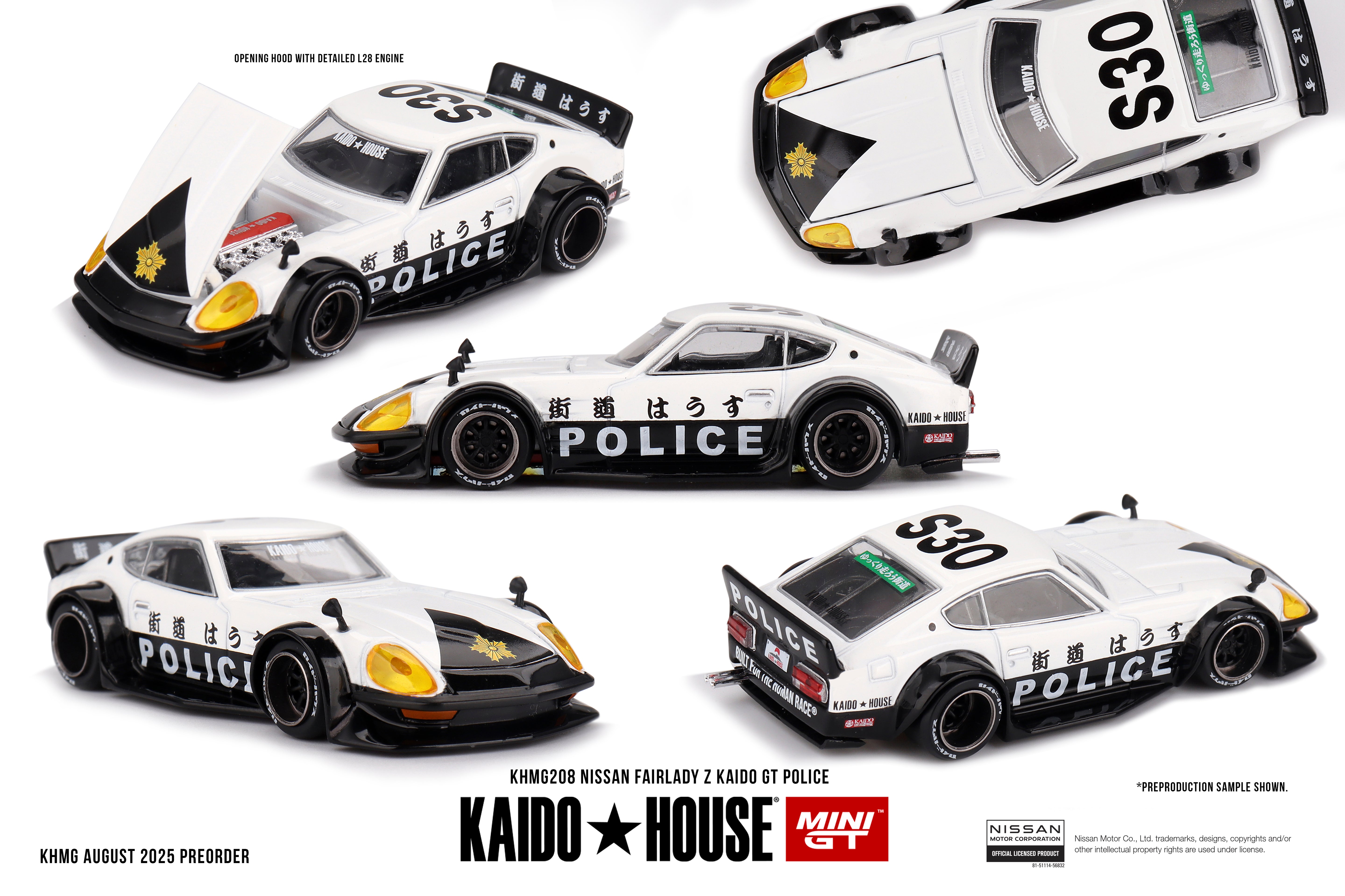 Mini GT Nissan Fairlady Z Kaido GT Police 1:64 Scale Die Cast