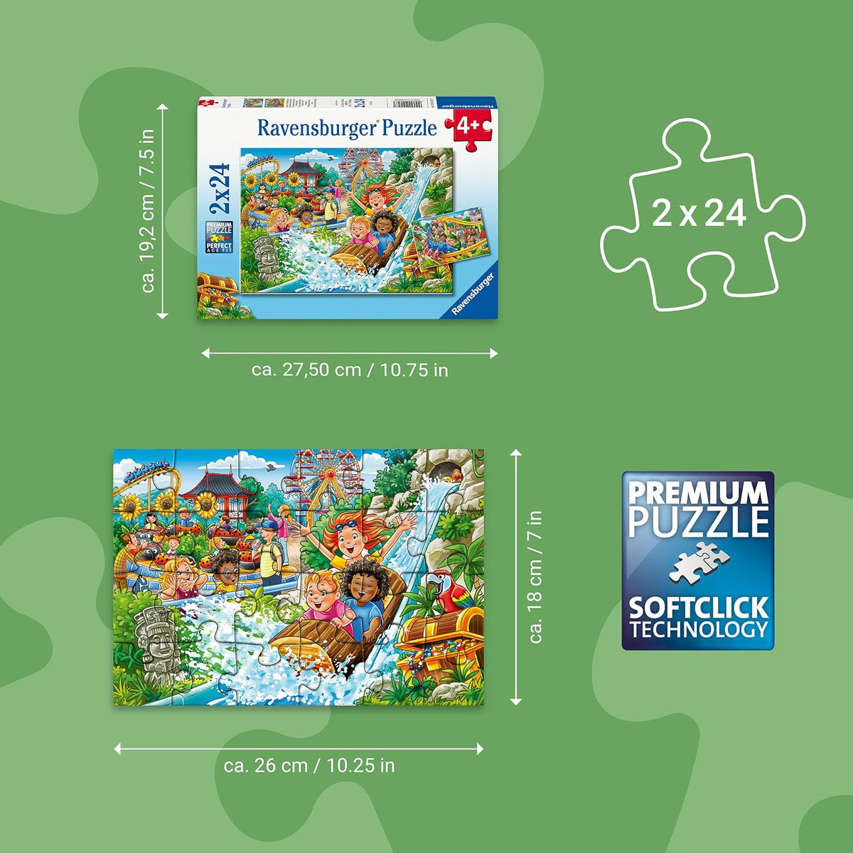 Amusement Park Fun 2x24 Piece Jigsaw Puzzles