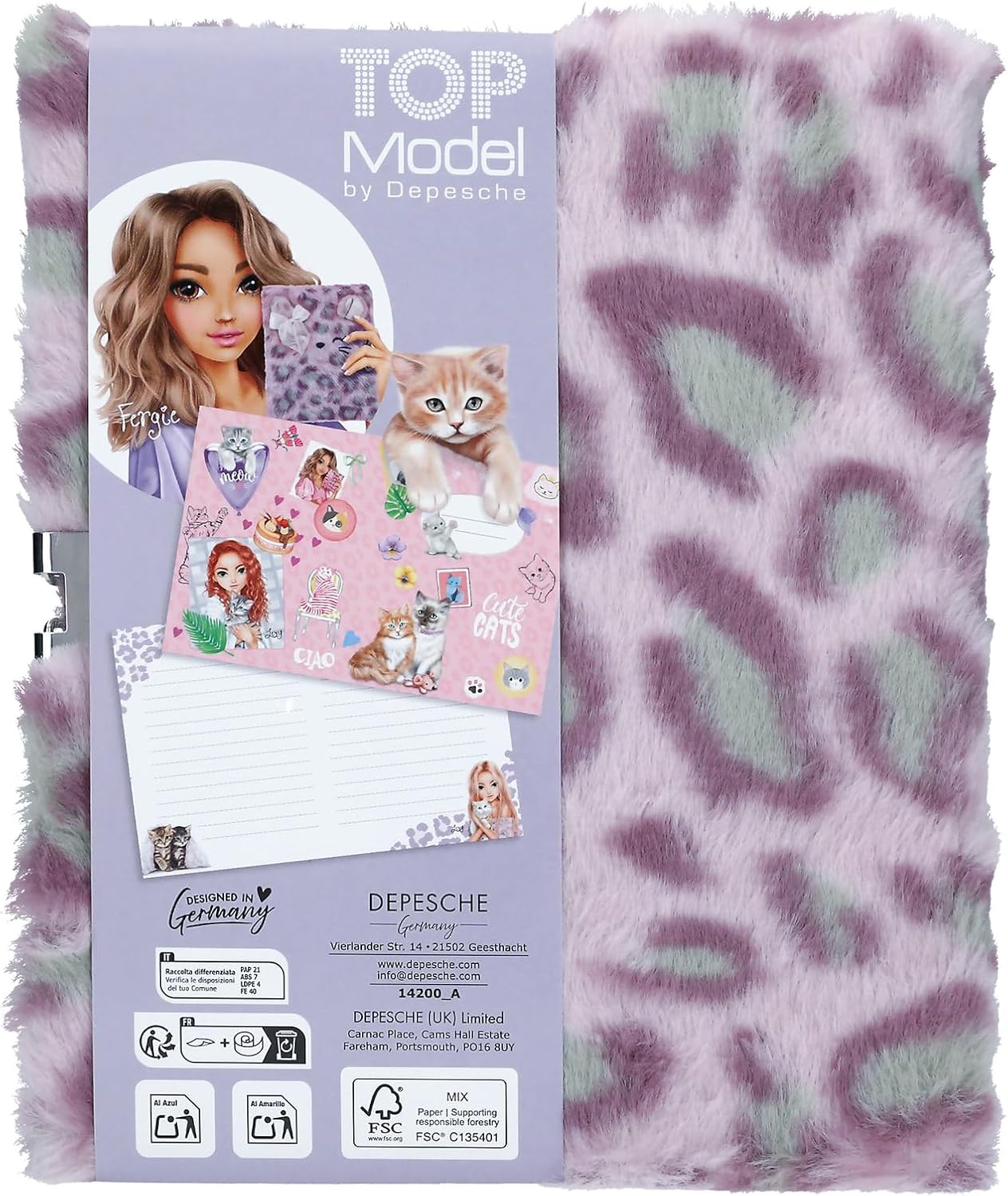 TOPModel Cosy Cat Diary with Lock