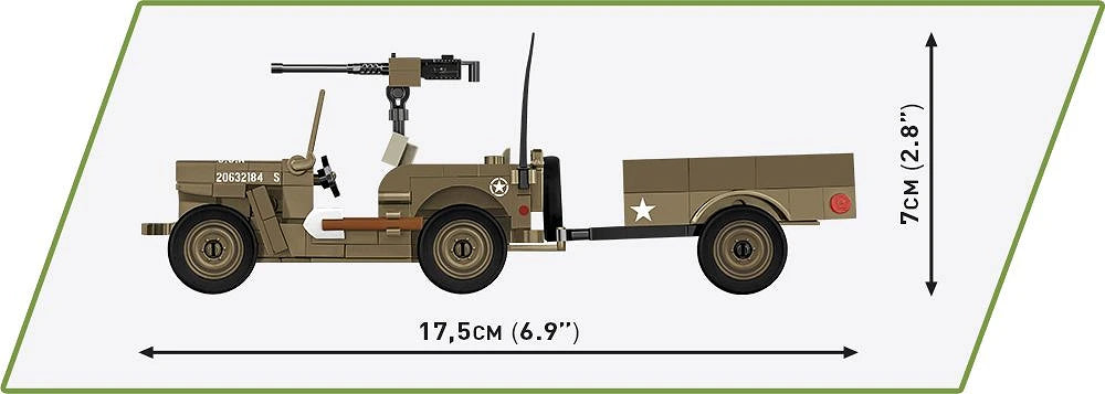 Cobi 3132 Willys MB Jeep & Trailer 1:35 Scale Set