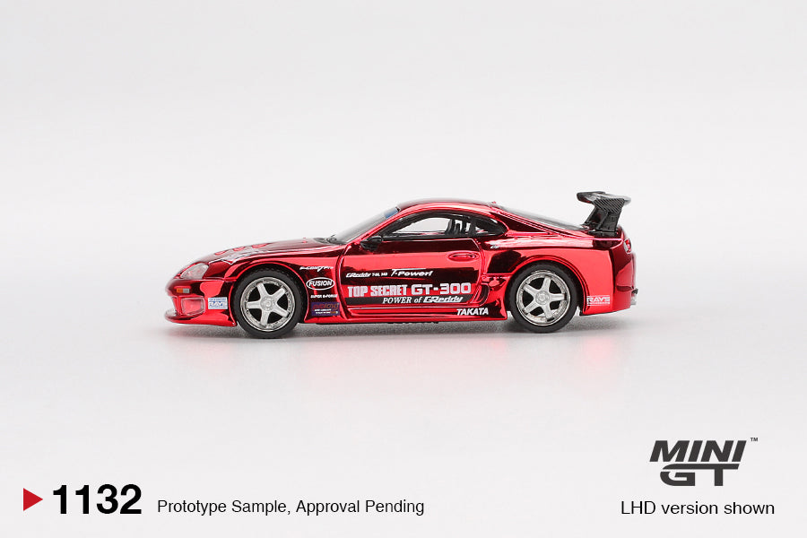 Mini GT Toyota Supra (A80) Top Secret GT-300 Red Chrome1:64 Scale