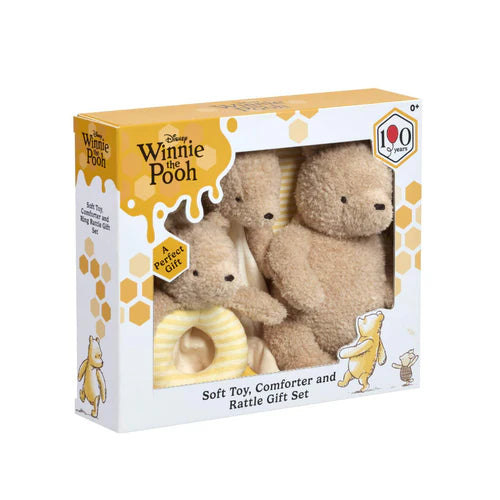 Winnie The Pooh 100 Year Anniversary Comforter and Rattle Ring