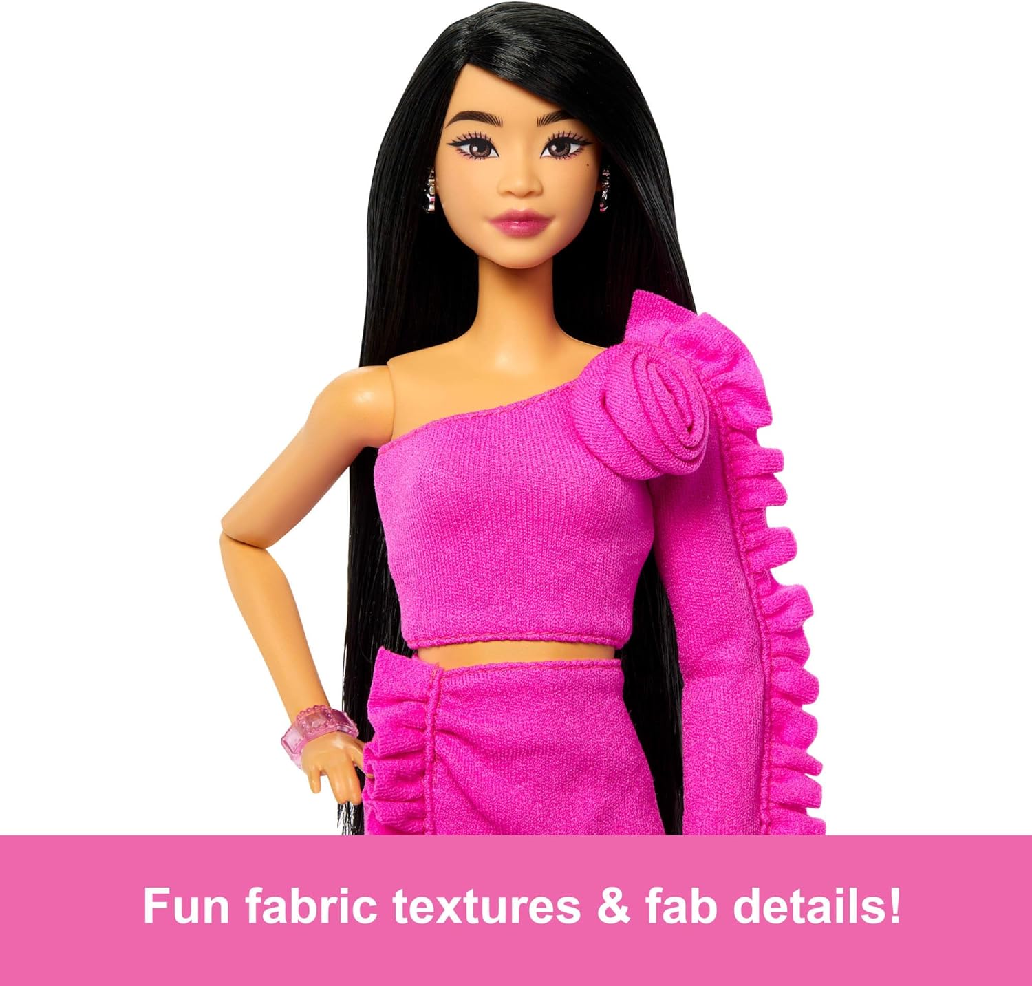 Barbie Deluxe Style #2 Doll in Pink Barbiecore Top And Skirt Set, Black Hair & Prosthetic Leg