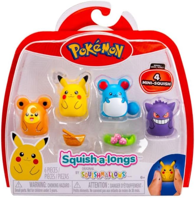 Squish-a-longs Pokemon Pikachu 4 Pack