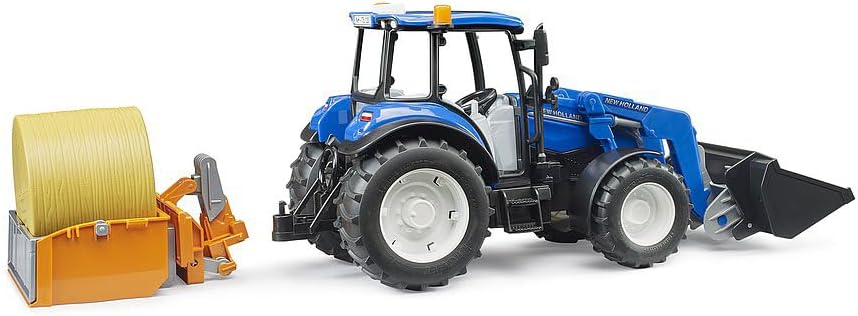 New Holland T5.120 Tractor with Frontloader, Transport Box, Forks & Bale
