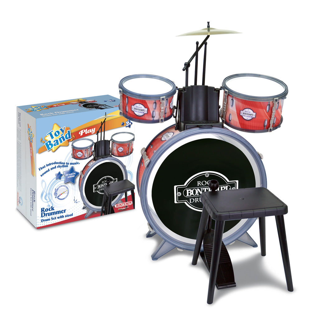 Bontempi Drum Set 4 Pcs With Stool And