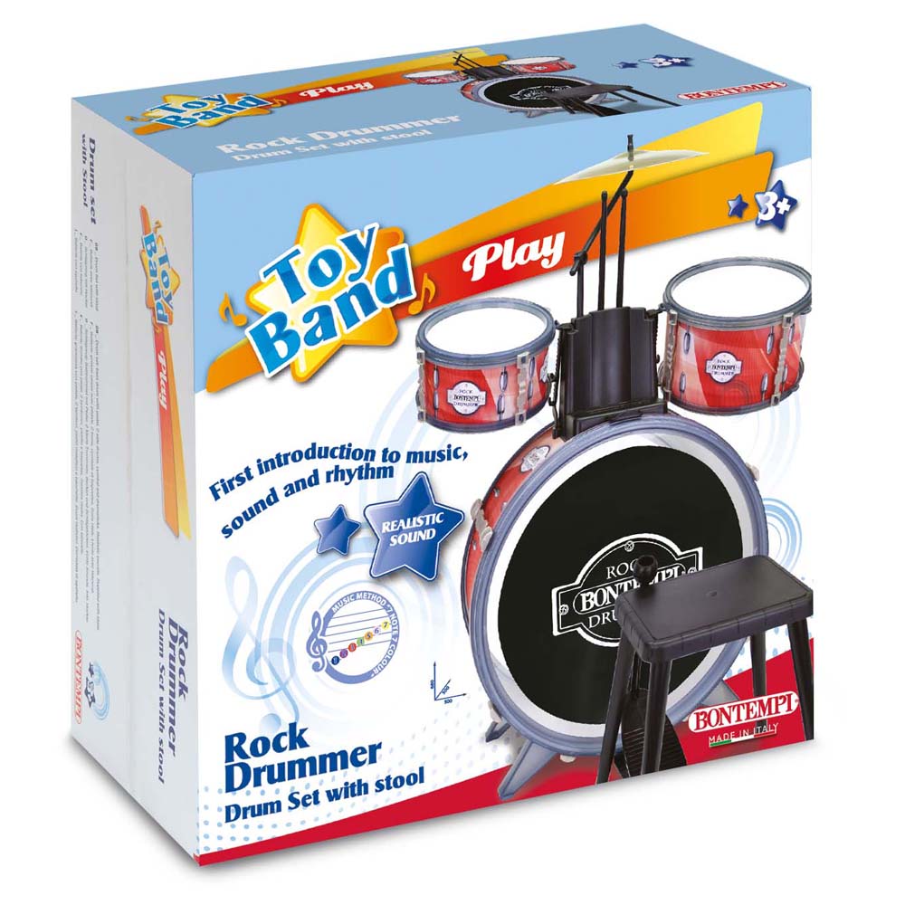 Bontempi Drum Set 4 Pcs With Stool And