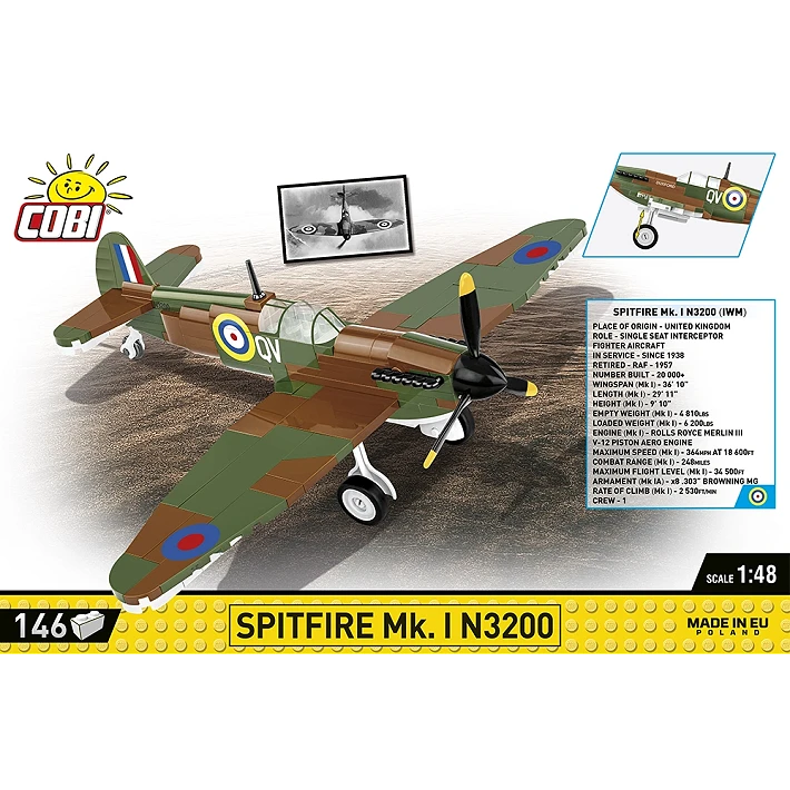 Cobi 5868 Spitfire Mk.1 146 Piece 1:48 Scale Set