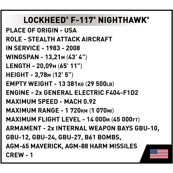 Cobi 5903 Lockheed F-117 Nighthawk 1:48 Set