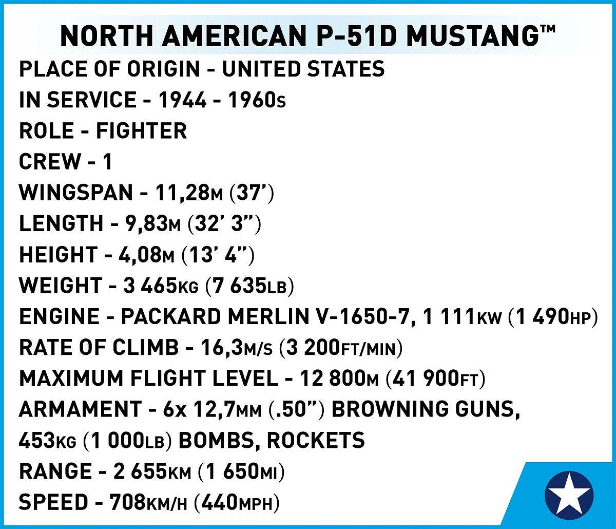 Cobi 5860 North American P-51D Mustang 1:48 Set